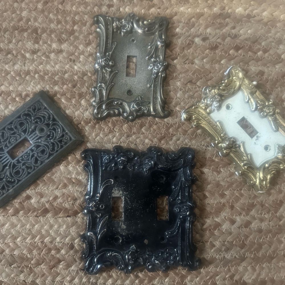 Decorative Switch Plate Covers Set - Black, Silver, Gold